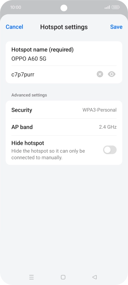 Press the password field and key in the required password.