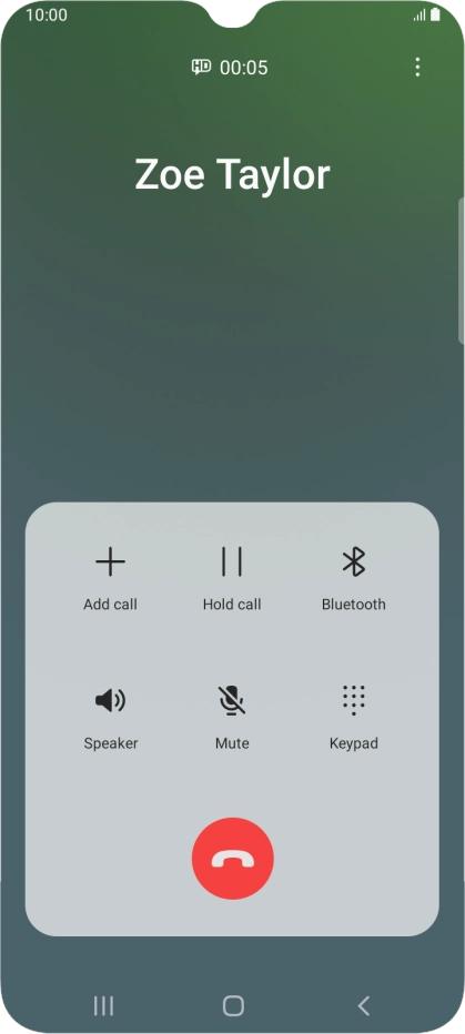 Press the end call icon.