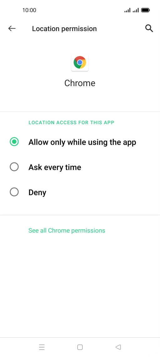 Press the required setting.