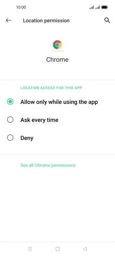 Press the required setting.
