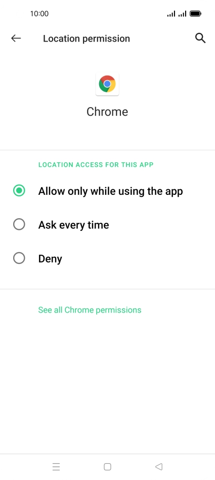 Press the required setting.