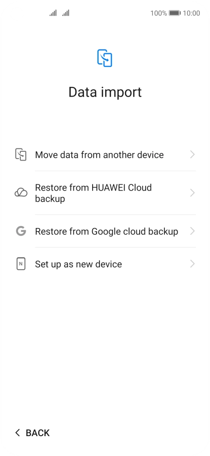 You can transfer the contents of another phone to your phone when it's activated for the first time and after a factory reset. When this screen is displayed, your phone is ready to transfer contents from another phone.