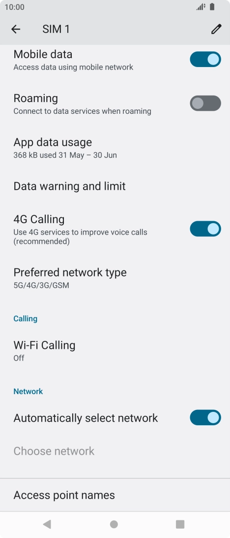 Press Preferred network type.