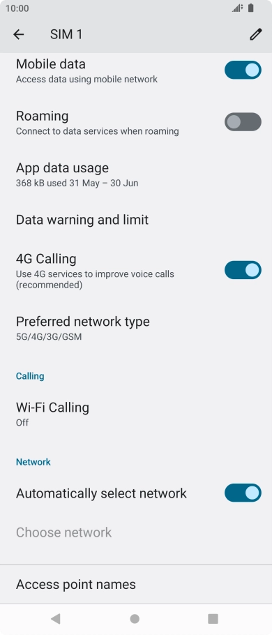 Press Preferred network type.