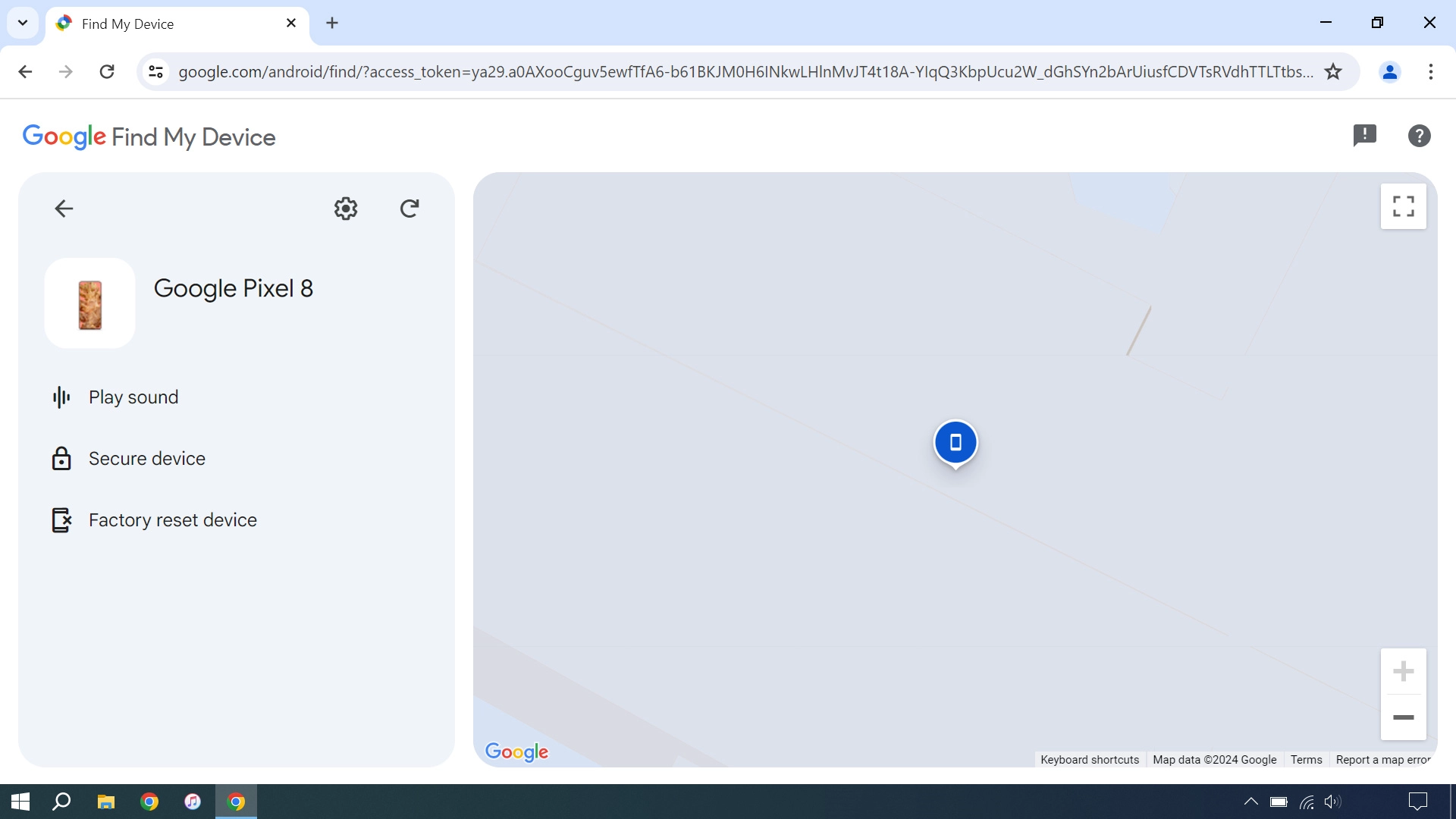 Your phone's latest position is displayed on the map.