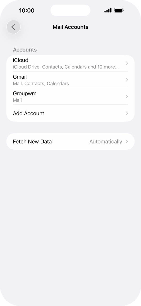 Press the name of the email account you've just set up.