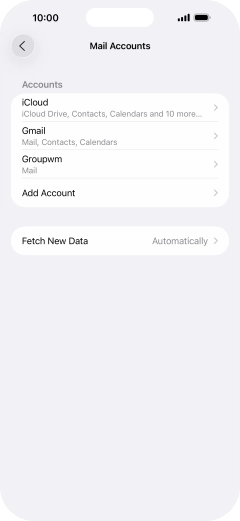 Press the name of the email account you've just set up.