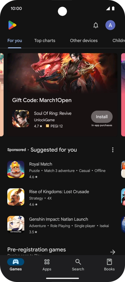 Press the profile icon.