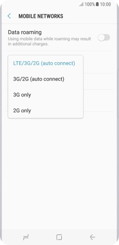 Press the required network mode.