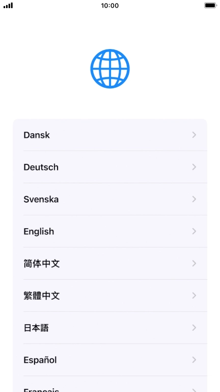 Press the required language.