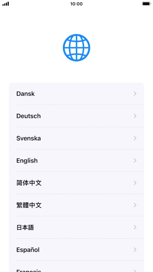 Press the required language.