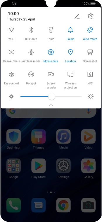 Press Mobile data to turn the function on or off.