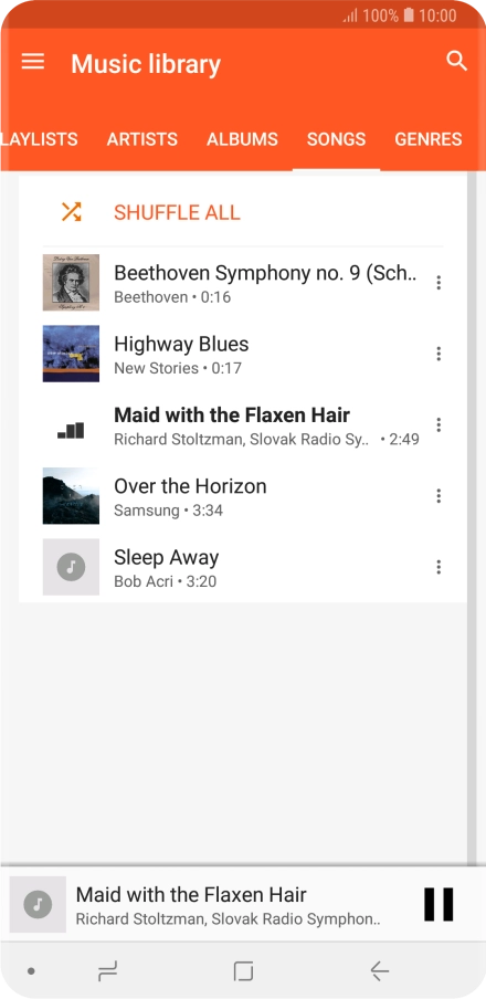 Press the song title at the bottom of the screen.