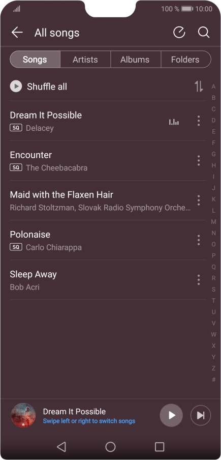 Press the required category.