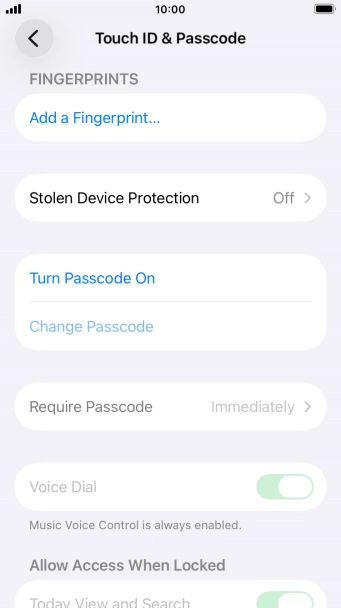 Press Turn Passcode On and key in a phone lock code of your own choice twice.