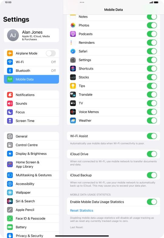 Press the indicator next to 