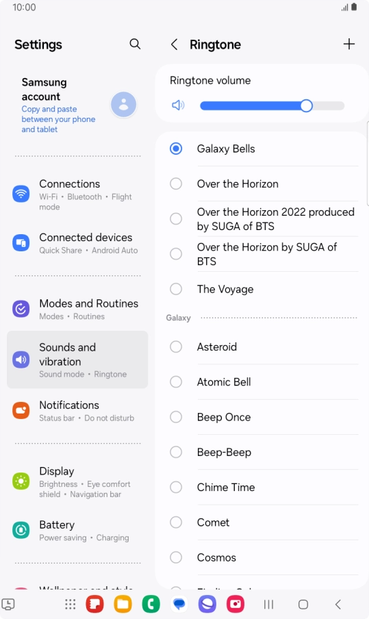 Press the required ring tones to hear them.