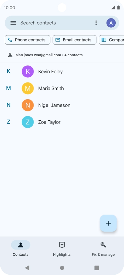 Press the new contact icon.