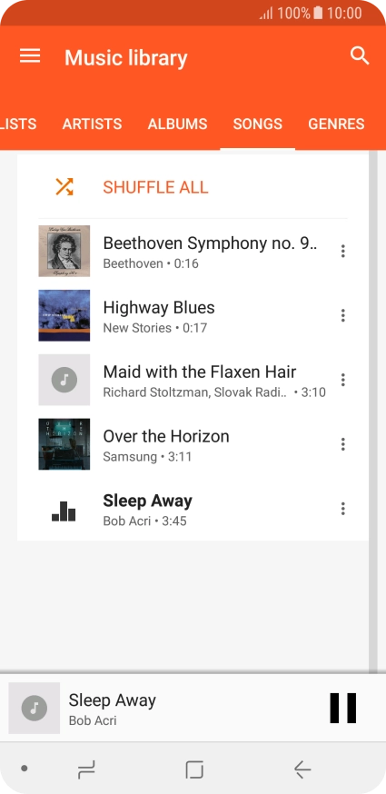 Press the song title at the bottom of the screen.