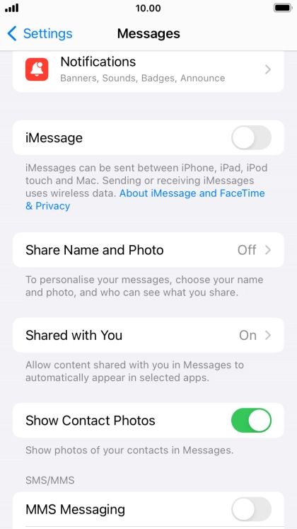 Press the indicator next to 