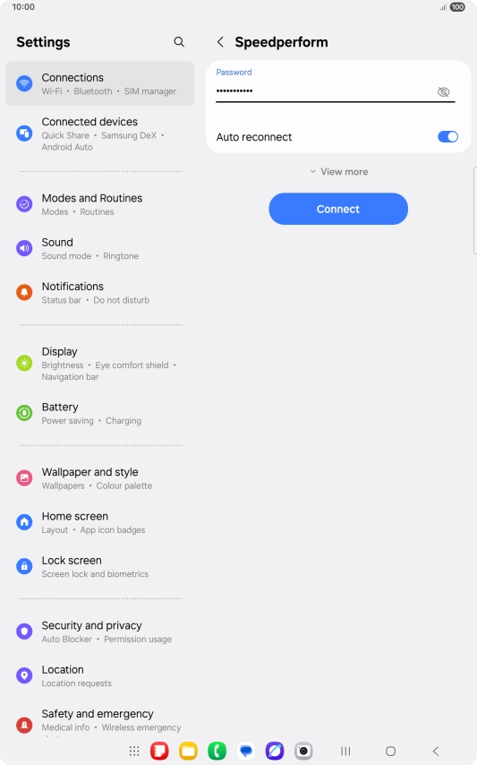 Key in the password for the Wi-Fi network and press Connect.