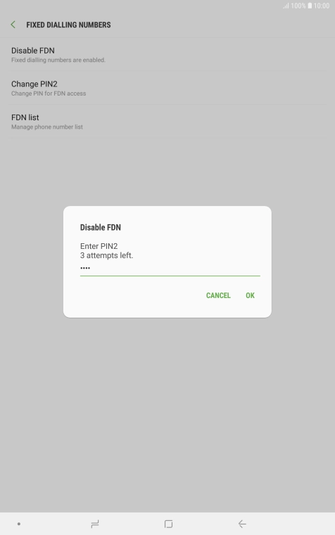 Key in your PIN2 and press OK. The default PIN2 is 0000.