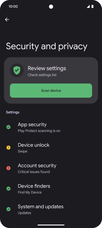 Press Device unlock.