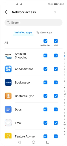 Press the field next to the application name in the 
