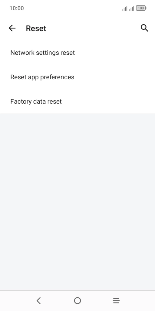 Press Factory data reset.