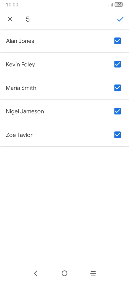 Press the fields next to the required contacts to select them.