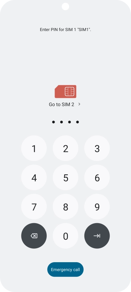 If your SIM is locked, key in your PIN and press arrow right. The default PIN is 1111.