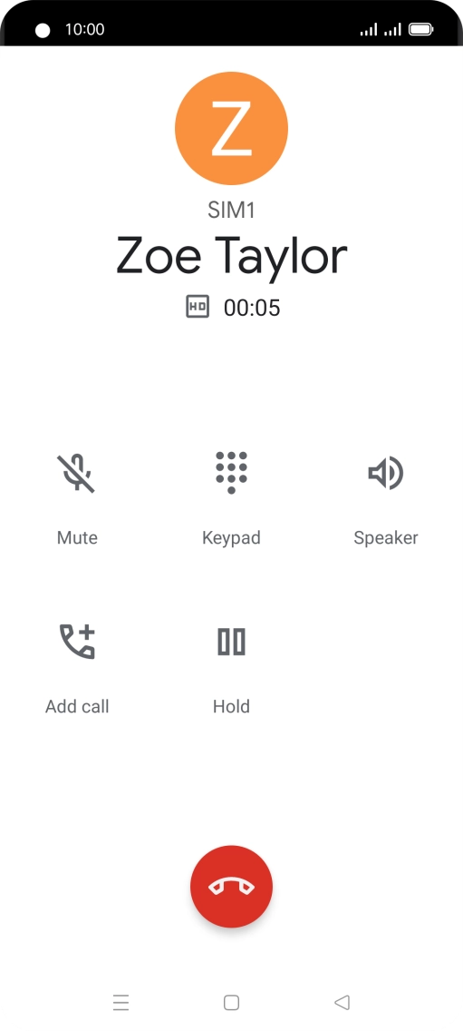 Press the end call icon.