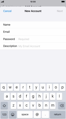 Press Password and key in the password for your email account.