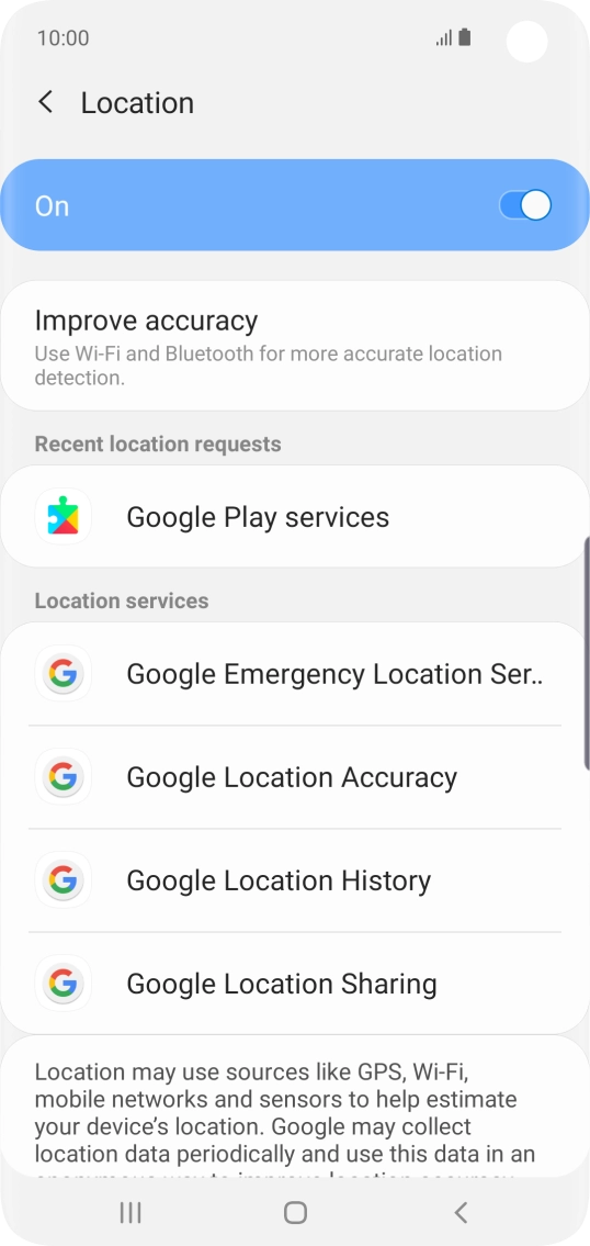 Press Google Location Accuracy.