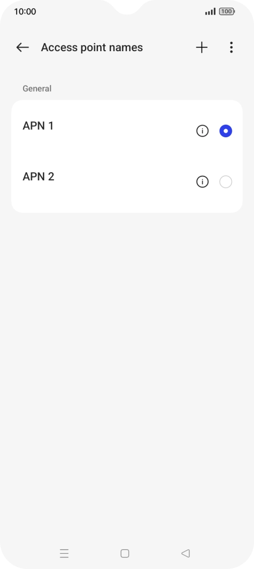 Press the field next to the data connection to activate it.