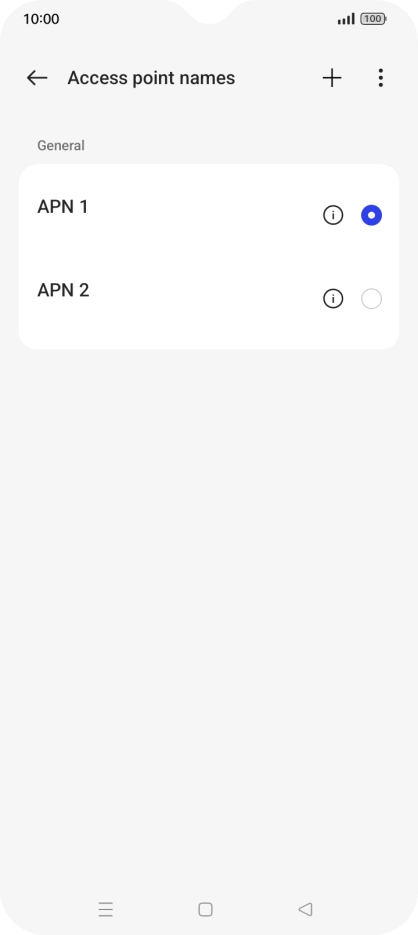 Press the field next to the data connection to activate it.