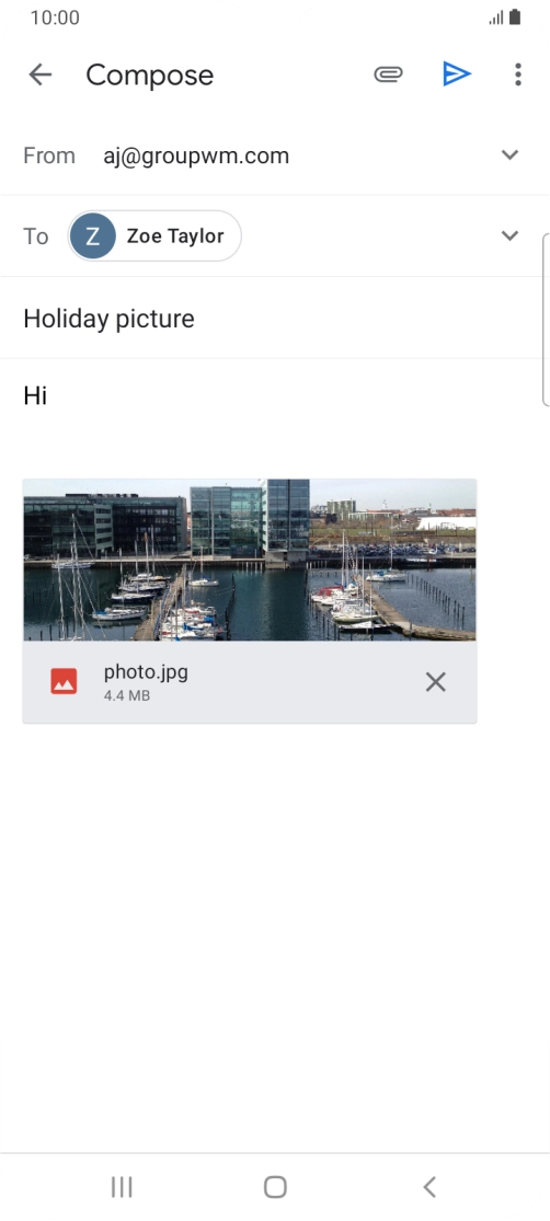 Press the send icon when you've finished your email.