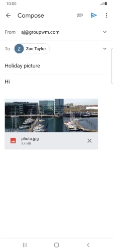 Press the send icon when you've finished your email.