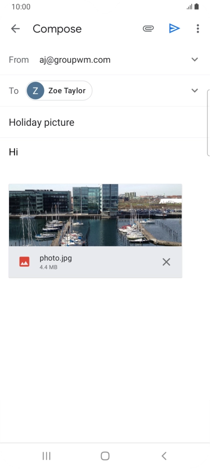 Press the send icon when you've finished your email.