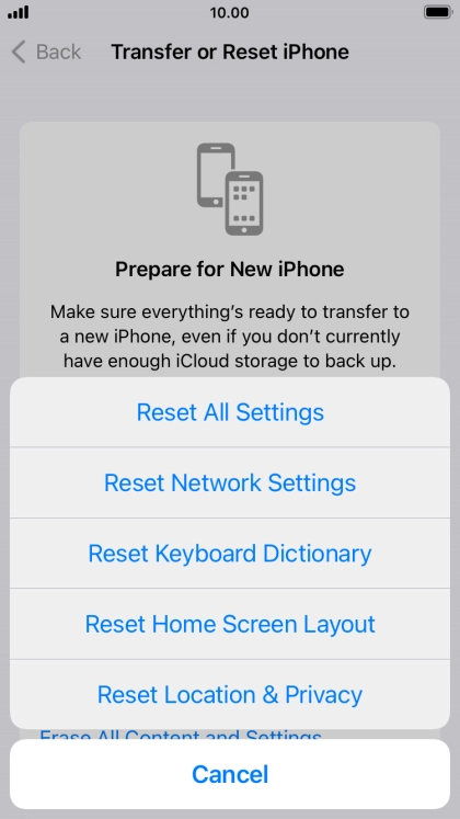 Press Reset All Settings.