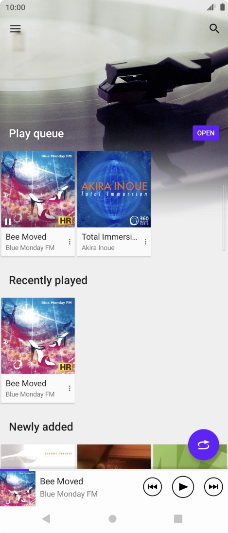 Slide your finger right starting from the left side of the screen.