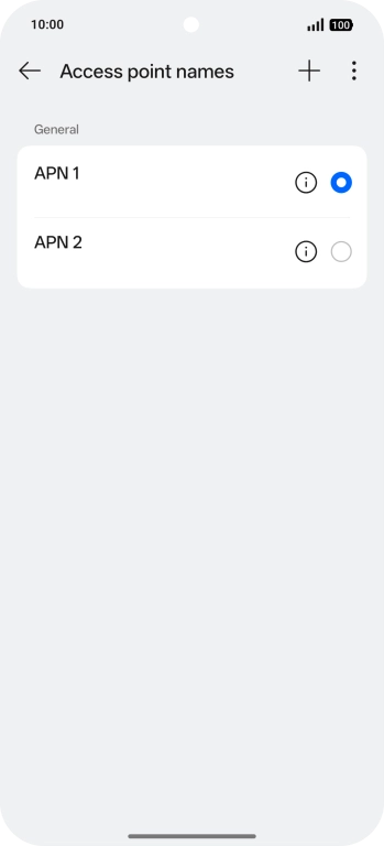 Press the field next to the data connection to activate it.
