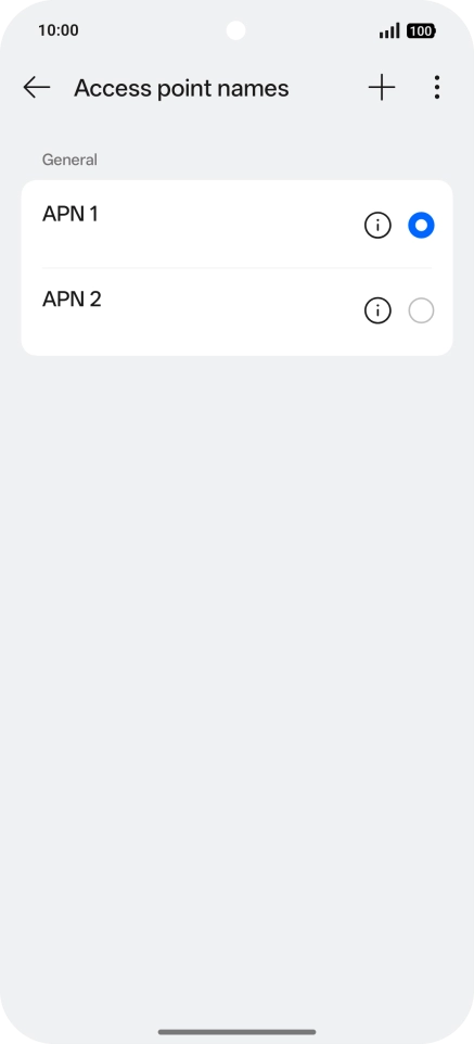 Press the field next to the data connection to activate it.