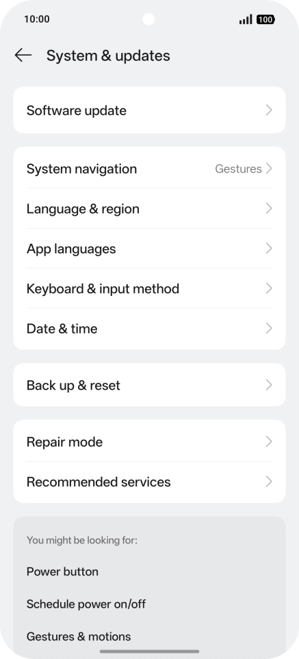 Press Back up & reset.