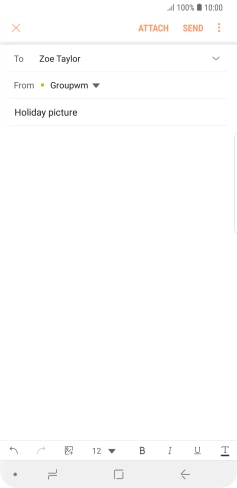 Press the text input field and write the text for your email message.