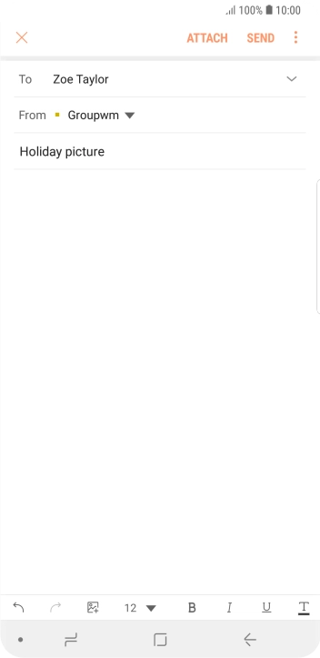 Press the text input field and write the text for your email message.