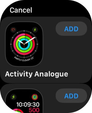 Press the required watch face.