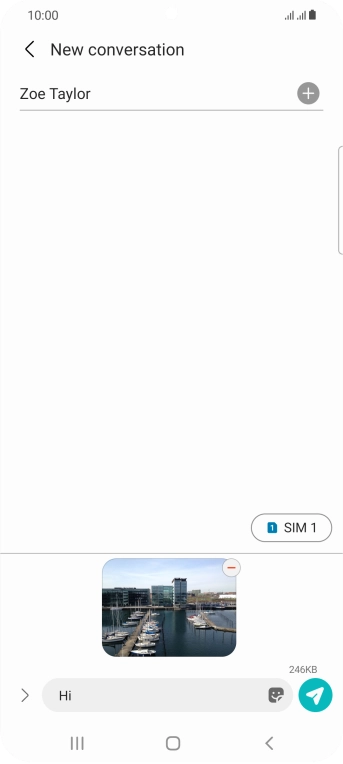 Press the send icon when you've finished your MMS.