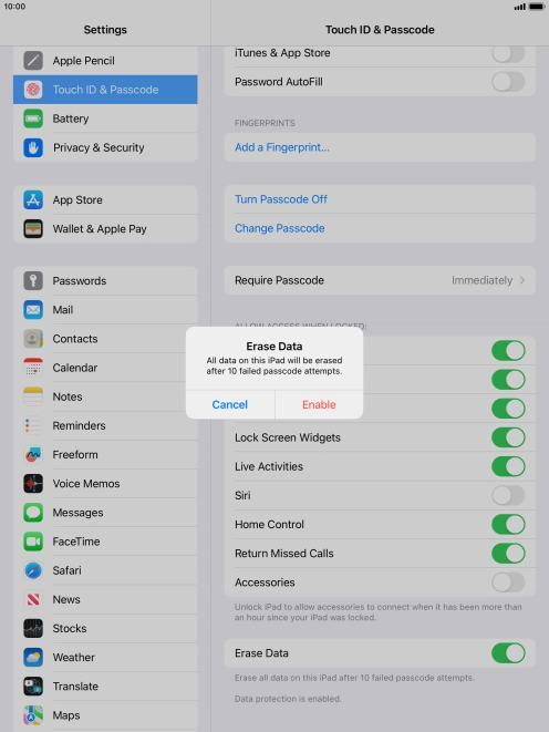 If you turn on the function, press Enable.