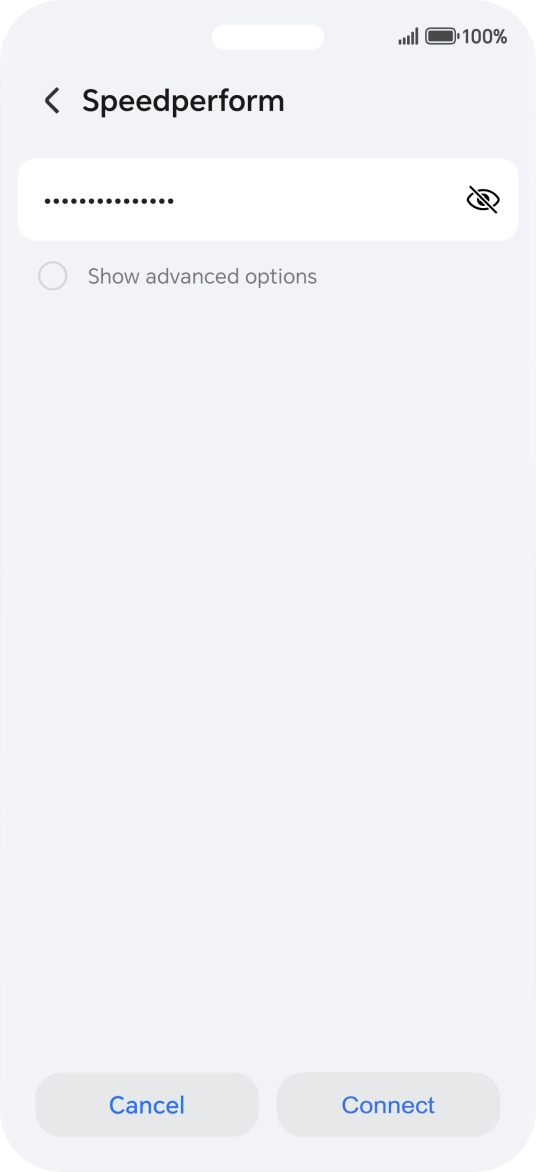 Key in the password for the Wi-Fi network and press Connect.